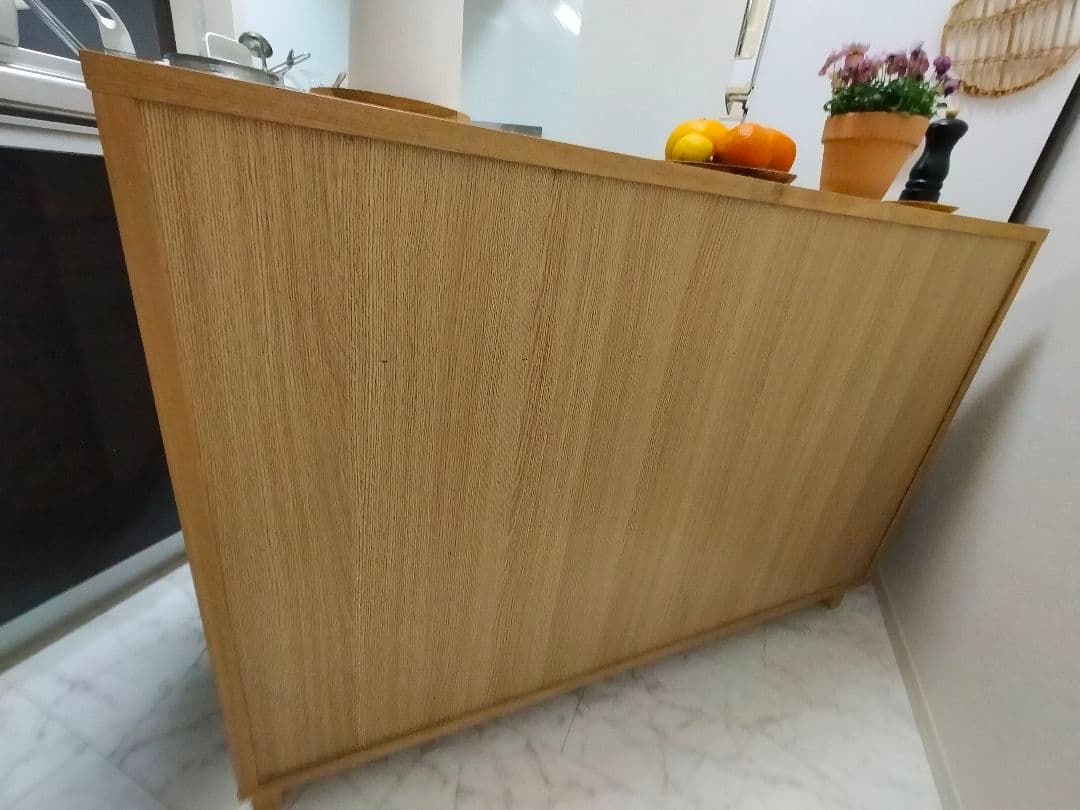 【お値下】無印 タモ材 キャビネット 脚付き