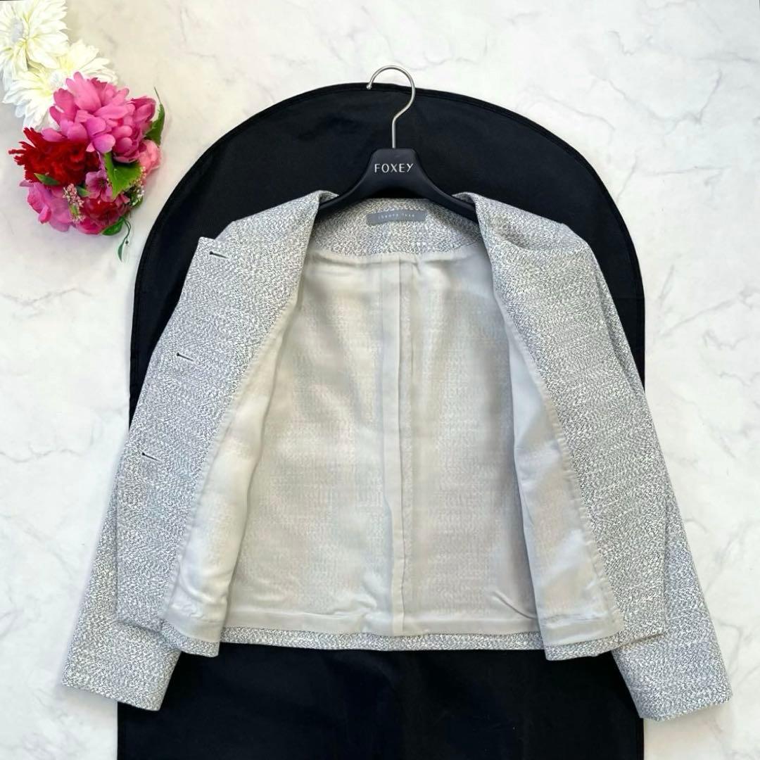 美品☆theory luxe セオリーリュクス　ツイード　ノーカラージャケット