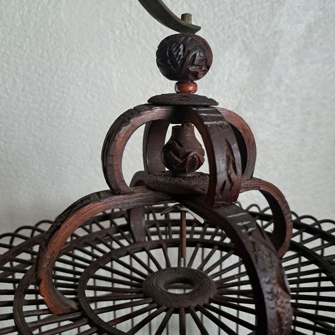 【美品】ヴィンテージ　鳥籠　バードケージ　竹細工　龍と鳳凰