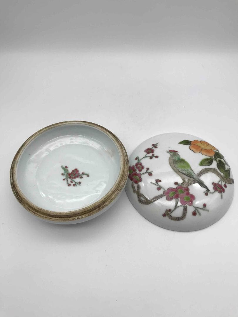 清乾隆時代　粉彩虎溪三笑文香盒 印泥合子 人物印泥盒 香合 文房具(F-48)