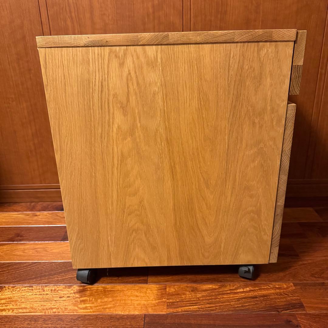 無印良品 無垢材デスクキャビネット(引出2段)オーク材 完成品 送料込 廃番