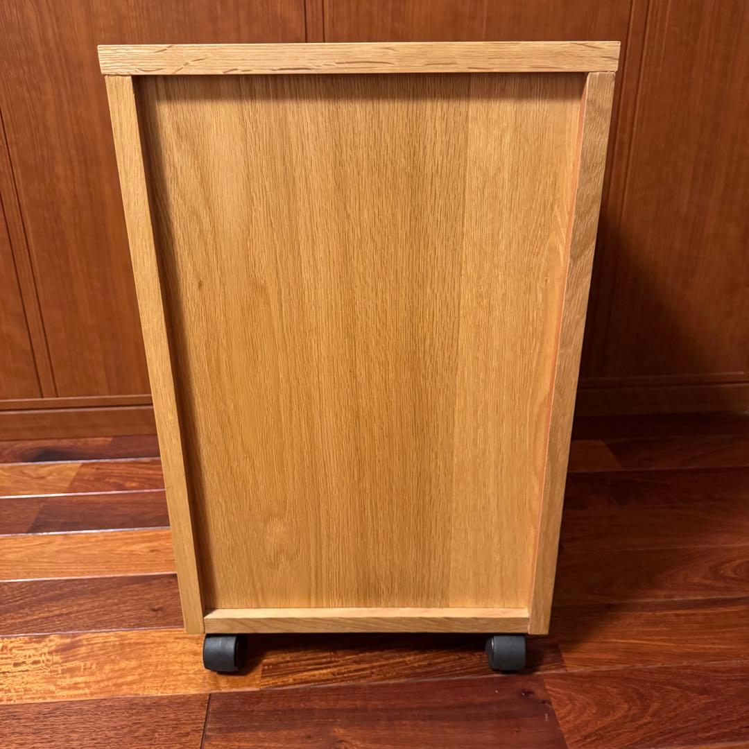 無印良品 無垢材デスクキャビネット(引出2段)オーク材 完成品 送料込 廃番