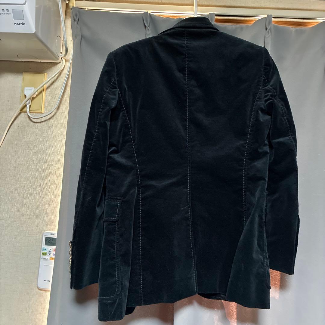 GUCCI.コットンジャケット42 ITALY ベルべット調、黒系