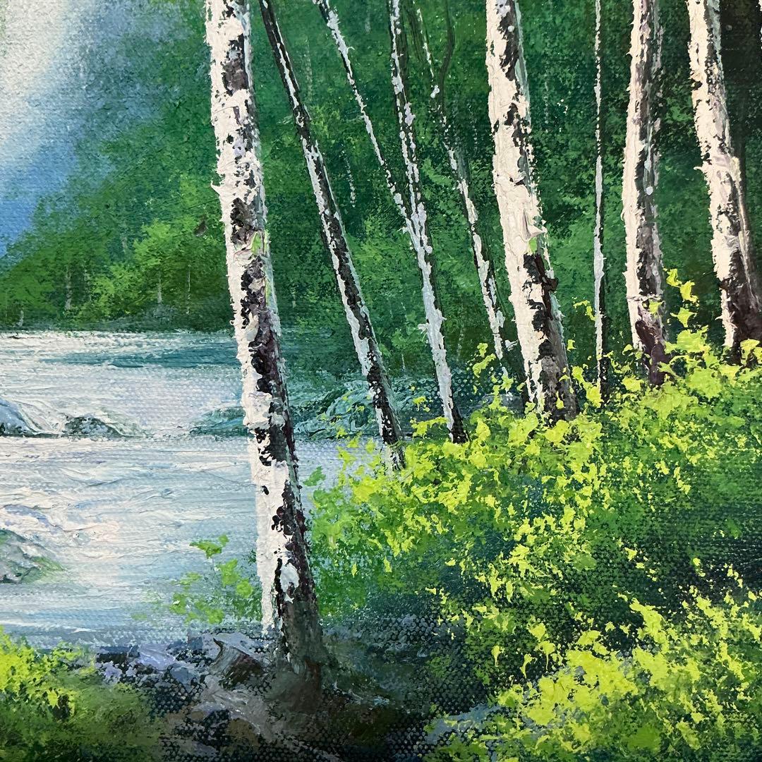 絵画・額縁・油絵・林道夫・渓流・F6号・美術品・インテリア・雑貨