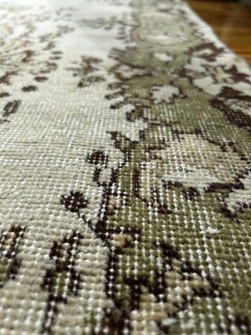 ボタニカル メダリオン　モスグリーン トルコラグ ヴィンテージラグ　雅姫さん