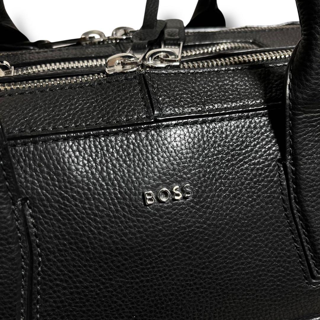 HUGO BOSS グレインレザー 2WAY ブリーフバッグ 2層