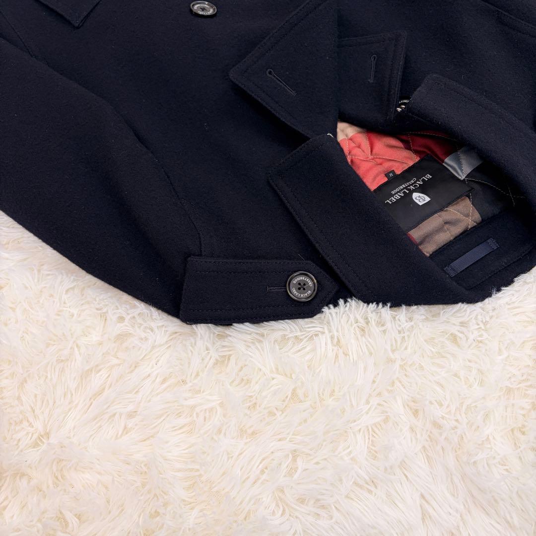 【美品✨️黒✕CBチェック】ブラックレーベルクレストブリッジ ピーコート