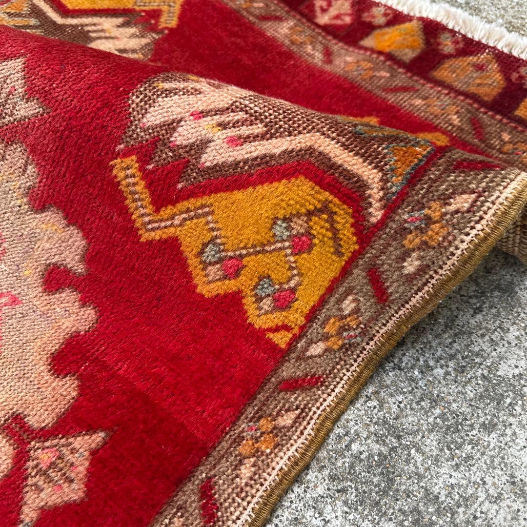 107cmx52cm年代トルコ絨毯手織り絨毯ヴィンテージラグ