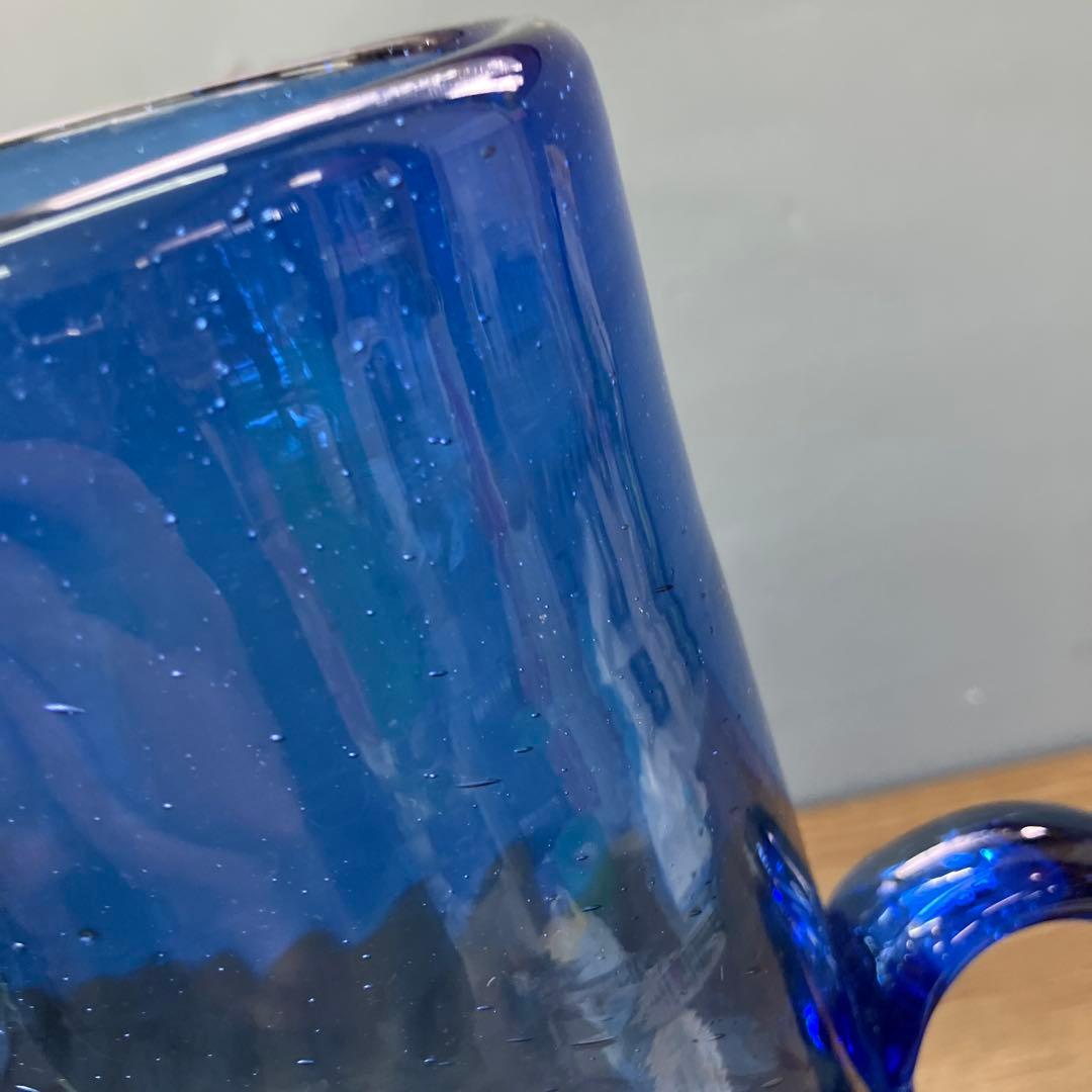 D-壁 琉球ガラス 水差し ピッチャー ブルー 吹きガラス デキャンタ 花瓶