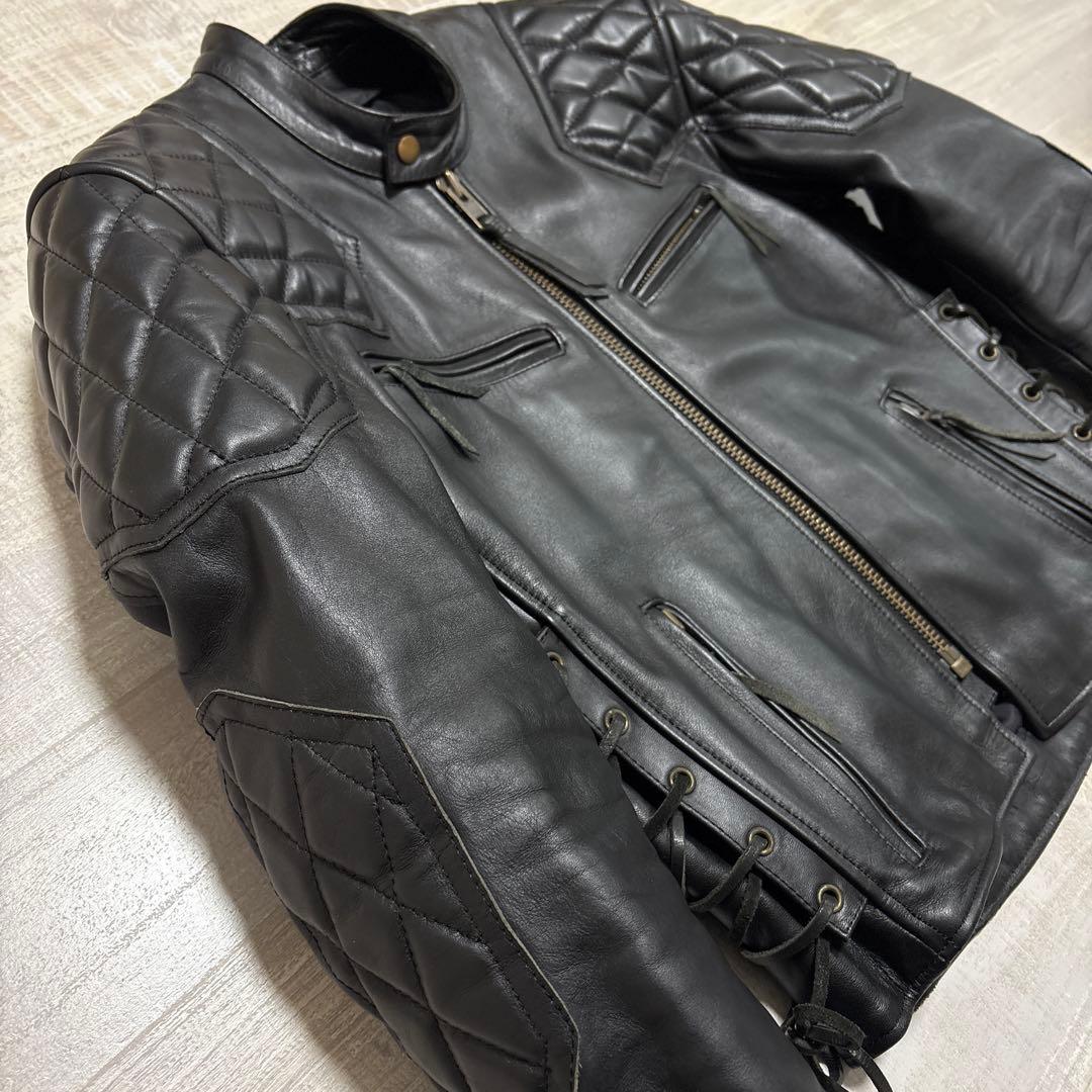 カドヤ★ K'S レザー★牛革★シングルライダース★ジャケット【メンズサイズL】