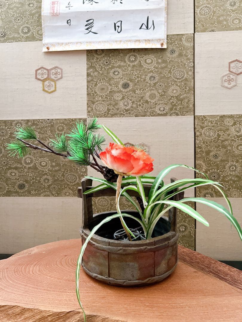 備前焼　手桶花入れ　花器　花瓶 置物　骨董品　手付花入