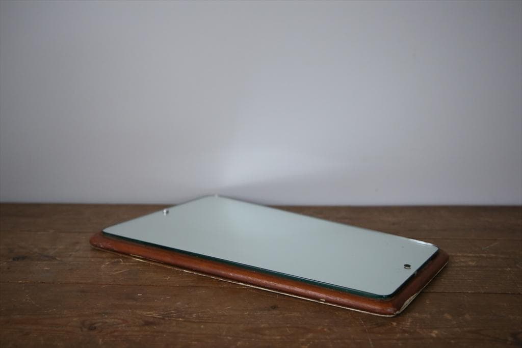 英国アンティークチーク古木ウォールミラー/木製壁掛け鏡/立鏡/姿見(92-43)