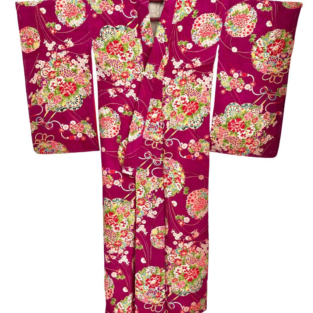 花車 花薬玉 ジュニア アンティーク着物 昭和レトロ 大正ロマン NO