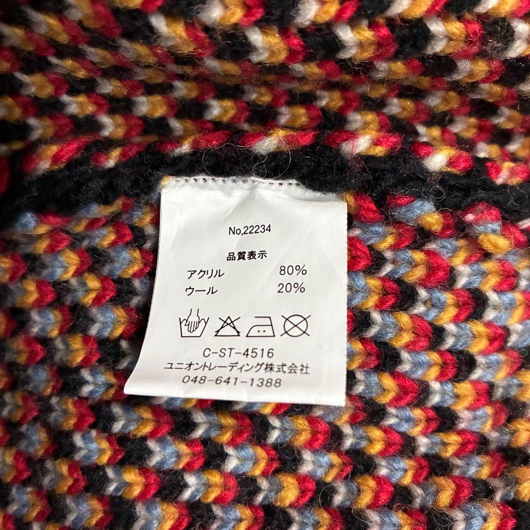 【最高デザイン】ヒューストン　ビッグタイガーロゴ　カウチンジップニット　L