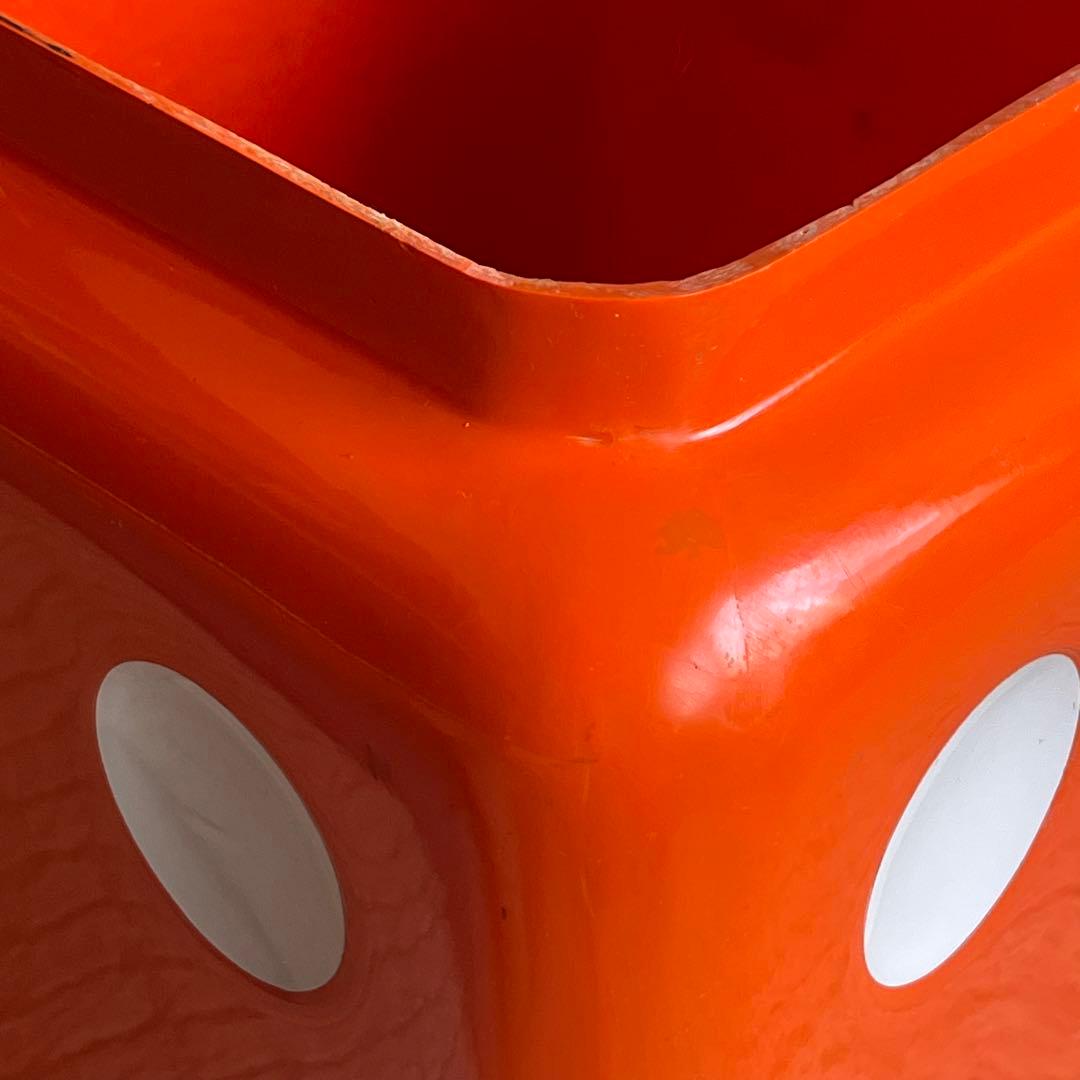 サイコロ型　ビンテージスツール　オレンジ