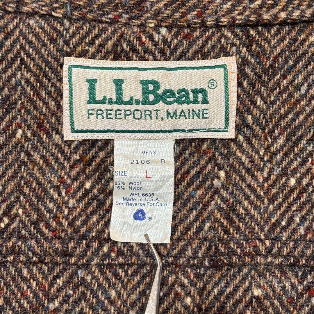 美品80sエルエルビーン　USA製　ヘリンボーンネップツイードジャケット　ウール