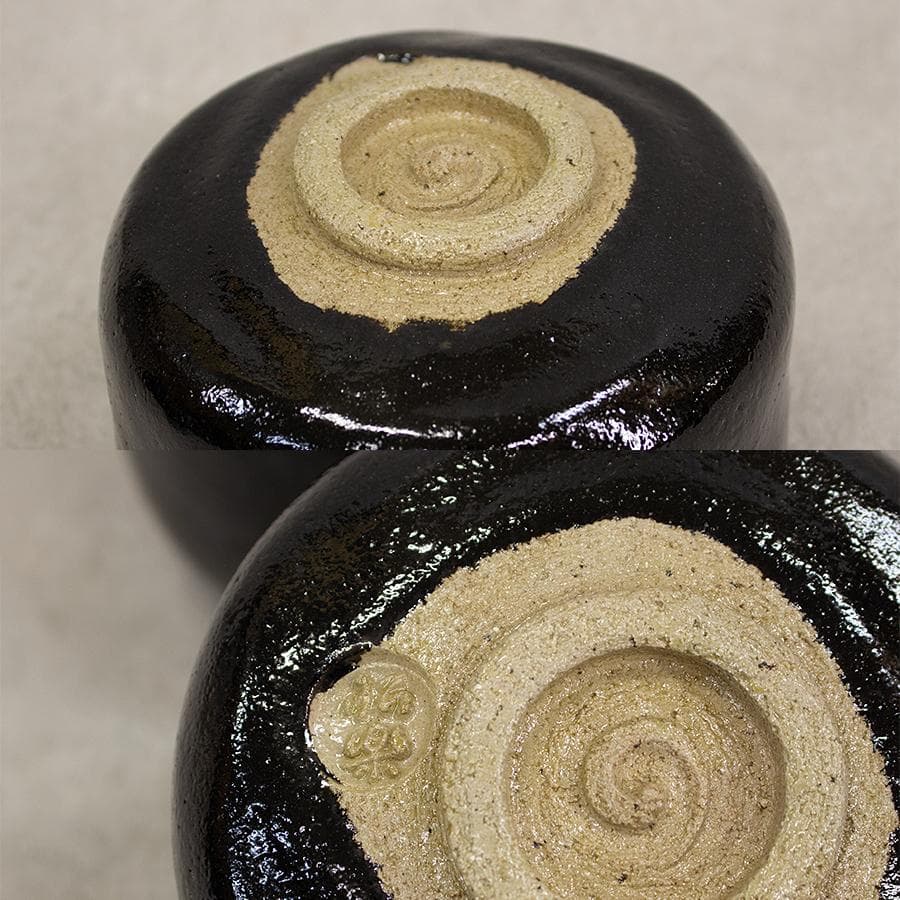 三代 佐々木昭楽 覚入写し 黒楽茶碗 共箱 共布 栞付 茶道具 抹茶茶碗