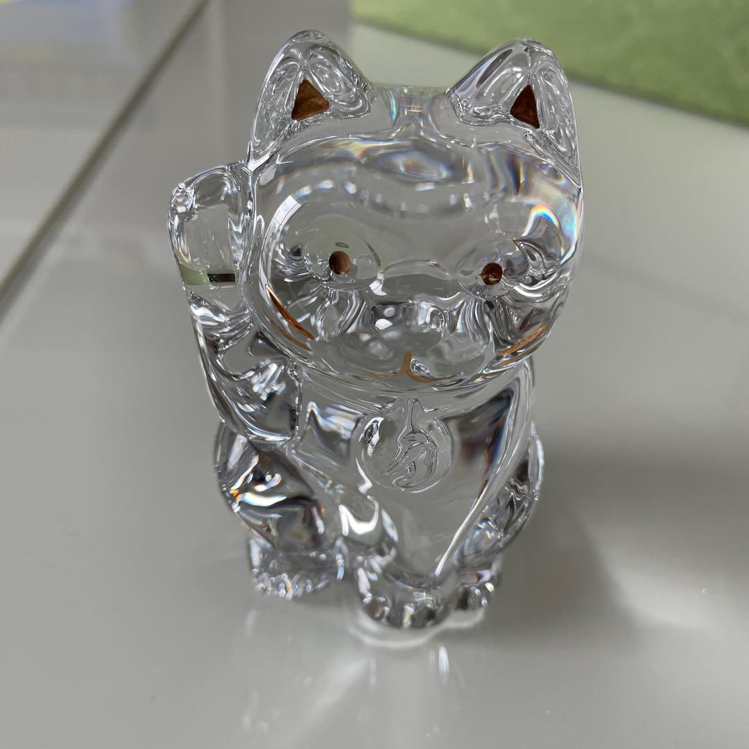 美品 Baccarat クリスタルガラス 招き猫 ラッキーキャット まねき猫