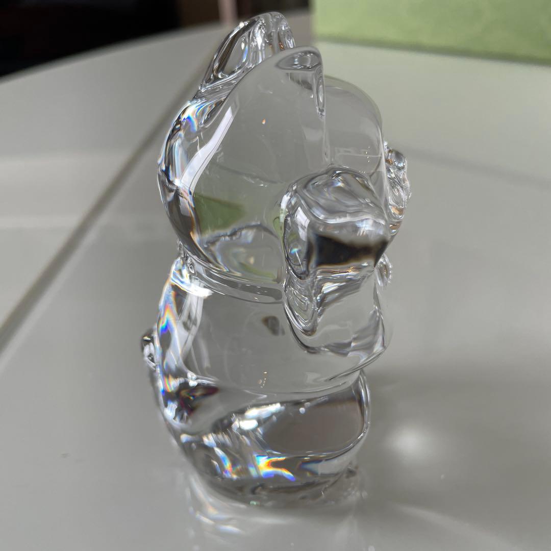 美品 Baccarat クリスタルガラス 招き猫 ラッキーキャット まねき猫