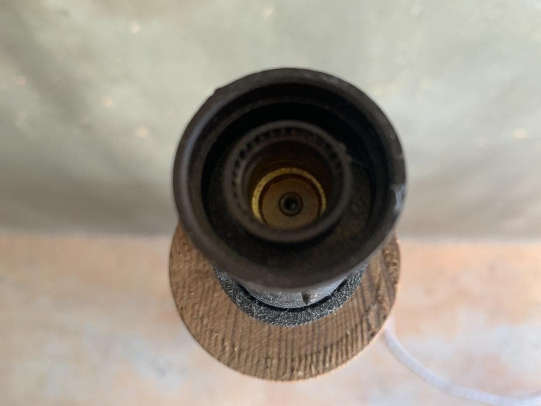 フランス アンティーク　パイン材 木製・真鍮 フロアランプ ブロカント