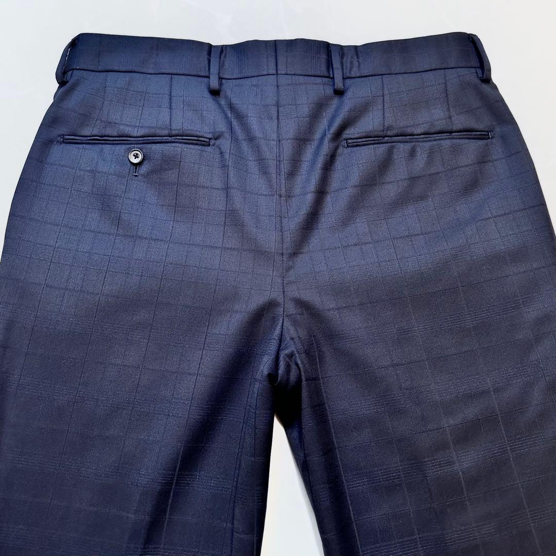 24AW タグ付き◎五大陸 スーツ 山栄毛織 ウール 紺 シャドーチェック A5