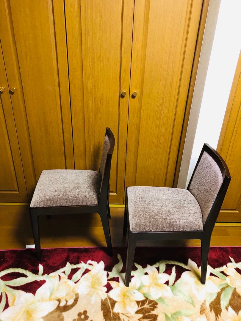 SOGO／相合家具　ブラウンファブリック　ダイニングチェア　2脚セット　①