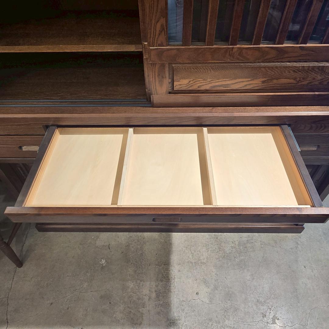 【高級】 無垢材 食器棚 引き戸 幅148㎝ カップボード 収納棚 和風 民芸