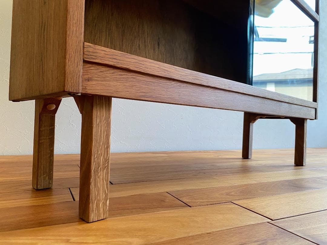 1950s イギリス製 英国 オーク ガラスキャビネット 仕上済