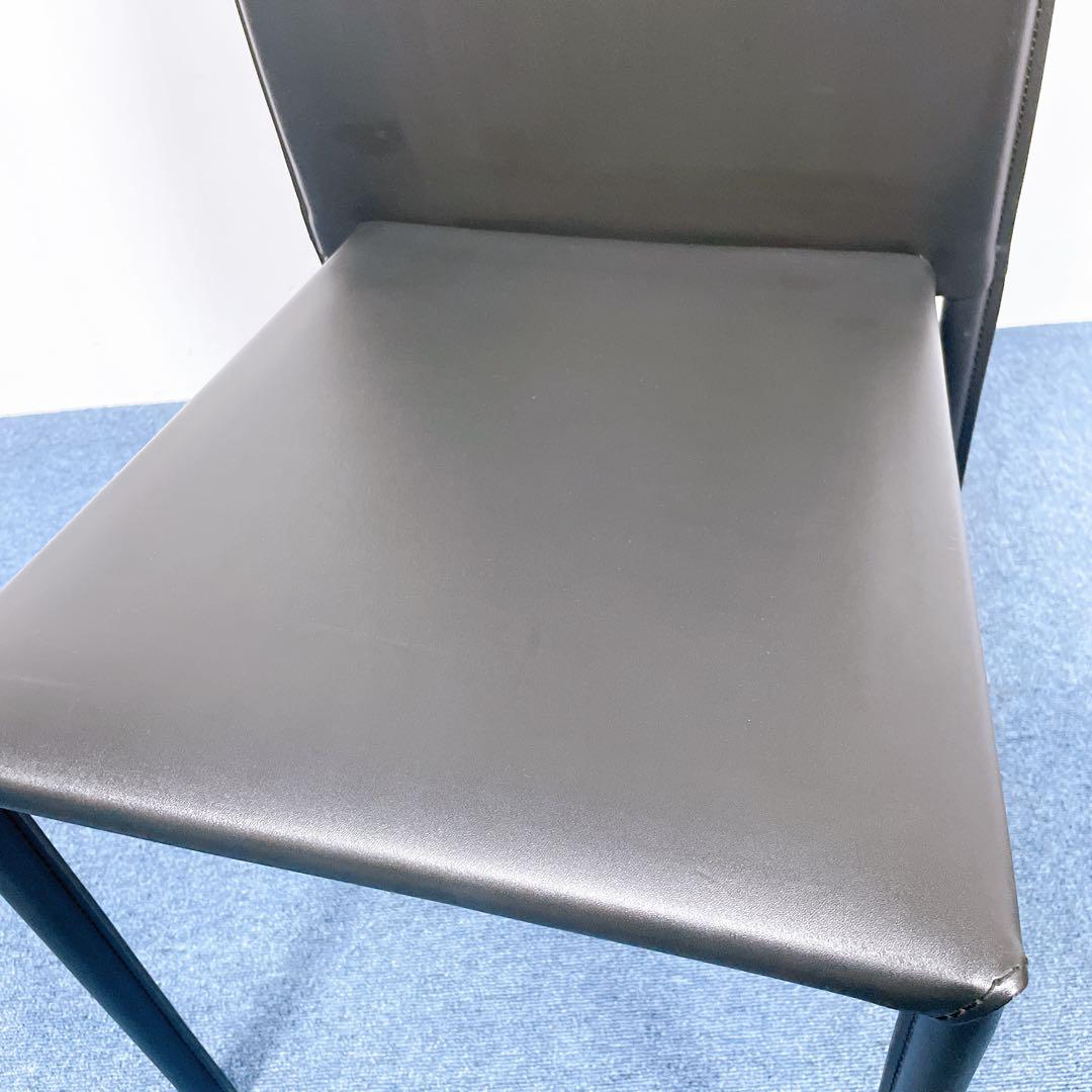 【未使用送料込】あずま工芸 レザーダイニングチェア 黒 2脚セット②