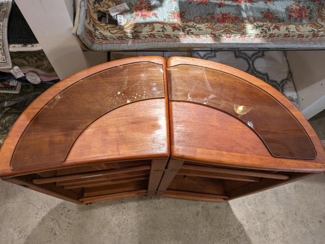 【希少】 北欧 チーク 無垢 バー カウンター キャビネット 収納 棚 木