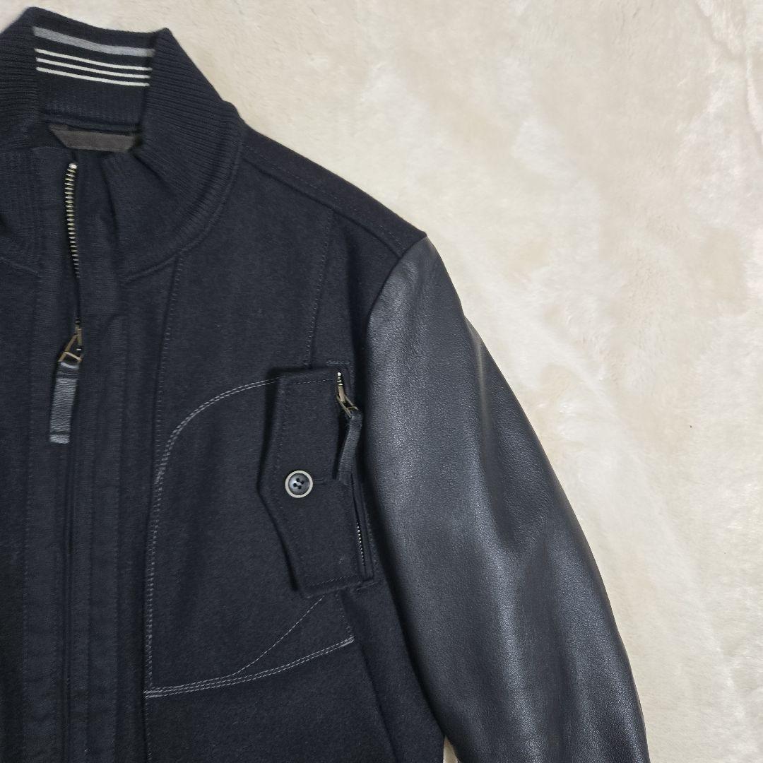 マリテ フランソワ ジルボー 袖レザー ウール スタジャン ワッペン