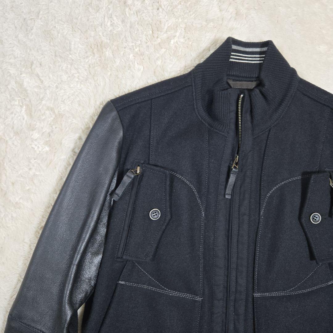 マリテ フランソワ ジルボー 袖レザー ウール スタジャン ワッペン